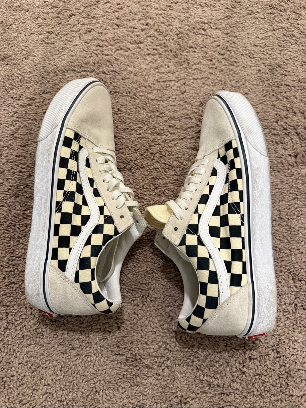 Vans old skool “Checkerboard” Low-Top suede Sneakers in Black & Cream size 9.5